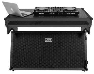 U91072BL -ULTIMATE FLIGHT CASE PORTABLE Z-STYLE DJ TABLE BLACK PLUS (WHEELS)